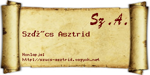 Szűcs Asztrid névjegykártya